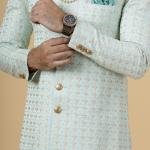 Alluring Mint Green Floral Thread Embroidered Sherwani | Father Son Combo | Jaipurio Collection